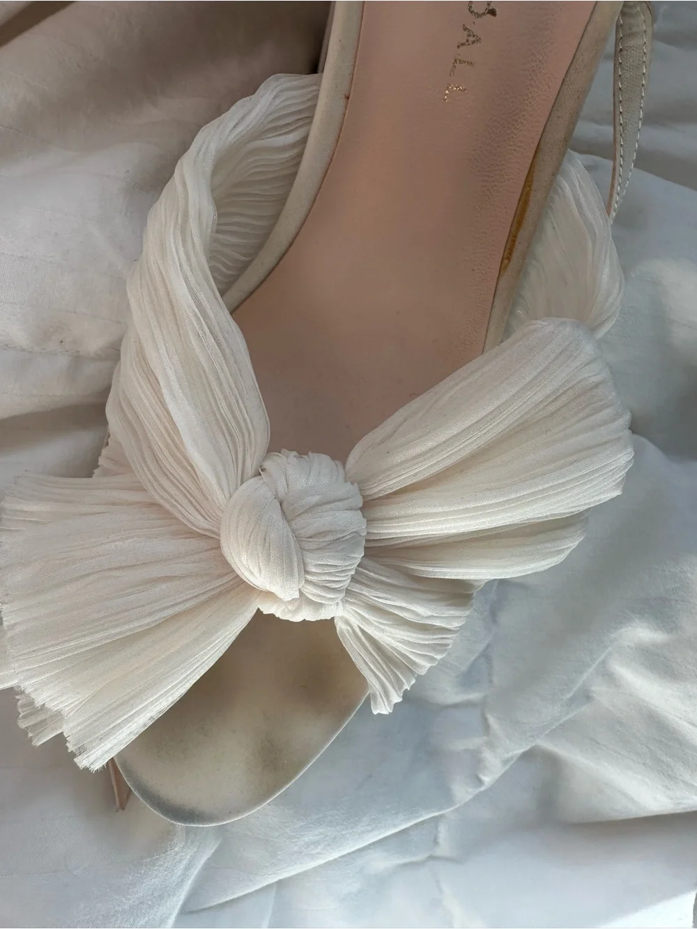 Loeffler Randall Natalia Pearl Platform Bow Heel Sandals Ivory Bridal Wedding